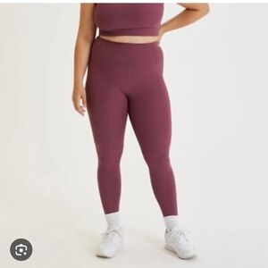 GIRLFRIEND COLLECTIVE Ribbed High Rise Leggings Goji Berry Pink Size M